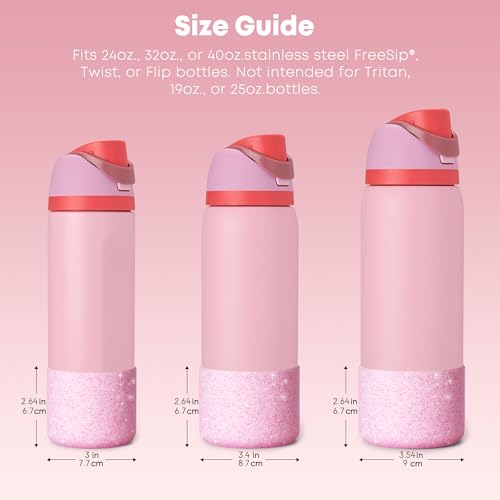 Silicone Protector Boot for Owala Water Bottles - Glitter Pink, 40oz