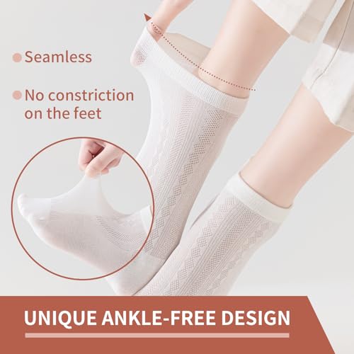 Mottee&Zconia Women's Ankle Socks 6-Pack - Cute Cotton Mesh Athletic Low Cut Socks