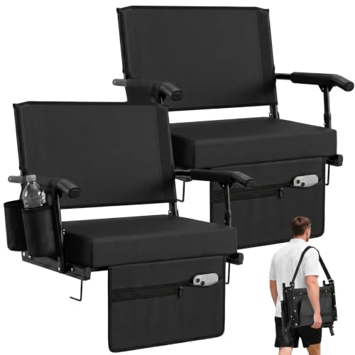 Extra Wide Stadium Seat with Back Support & Armrests - X-Large Black
