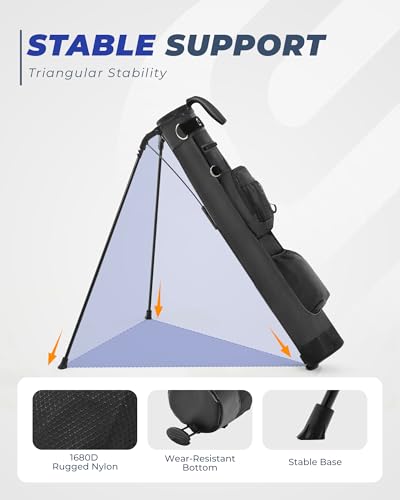 Lightweight Golf Stand Bag - Black, 2.3lb, Insulated Cooler Pocket
