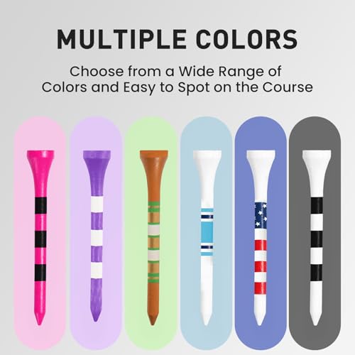 Golf Tees Set - 2 3/4 Inch (50 Pack) USA Flag Design