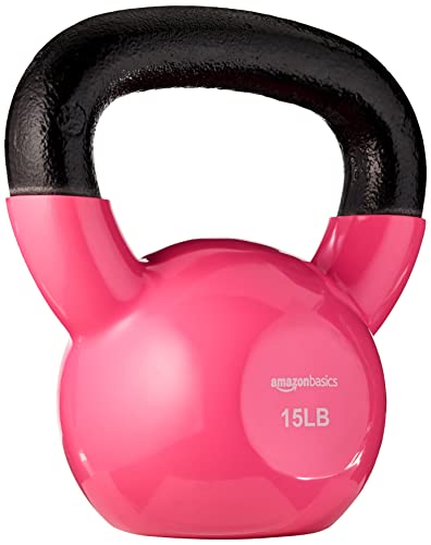 15 lb Pink Vinyl Kettlebell for Strength Training