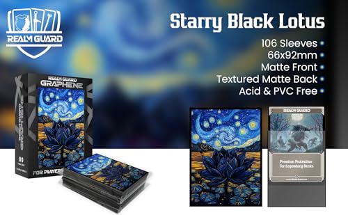 Realm Guard Graphene Textured Matte TCG/MTG Card Sleeves - Starry Starry Black Lotus, 100ct