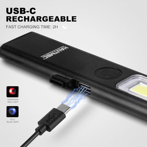 Rechargeable Mini EDC Flashlight - 200 Lumens Slim Light, Black