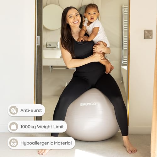 Birthing Ball Set - Pregnancy Yoga & Exercise Ball 65cm Oatmeal