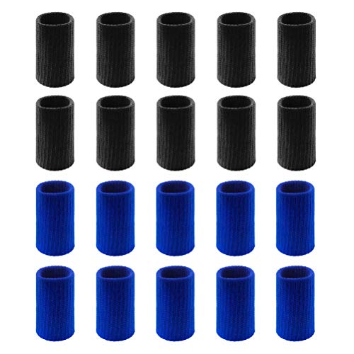 20 Pcs Elastic Sport Finger Sleeves Protectors - Blue & Black
