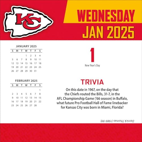Kansas City Chiefs 2025 Box Calendar - Daily Facts & Trivia