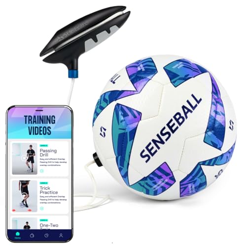 SenseBall Soccer Training Ball Size 3 Blue & White with App for Kids & Youth