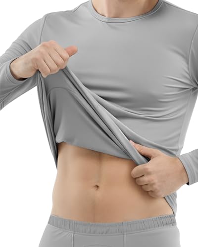 Men's Thermal Underwear Set Small Medium Grey 4-Way Stretch Base Layer