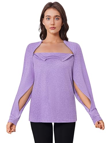 Purple Deyeek Chemo Port Access Shirt for Women with Arm Zipper - Large