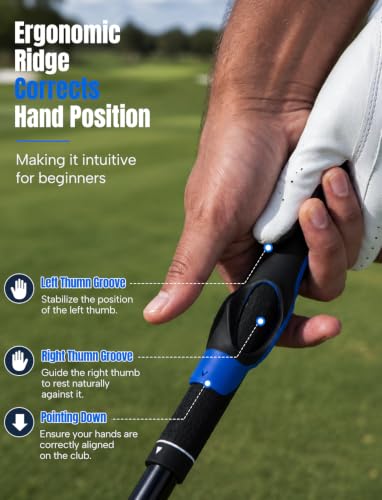 Golf Grip Trainer for Right-Handed Golfers - Black/Blue