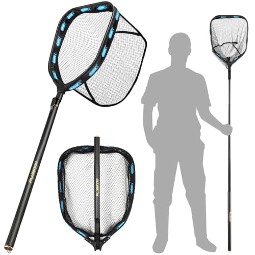 PLUSINNO 6.56 Ft Telescoping Carbon Fiber Fishing Net with Handle - Lightweight & Rust-Resistant