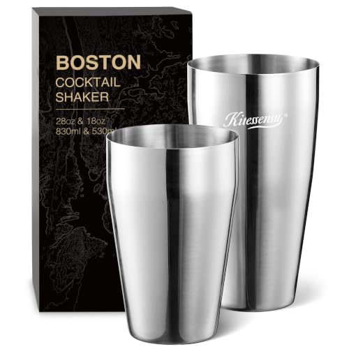 KITESSENSU Unweighted Silver Cocktail Shaker Set - 2-Piece Boston Bar Tool