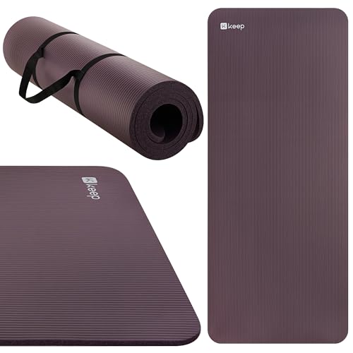 KEEP 15mm Thick NBR Yoga Mat 72x32 Purple, Extra Wide Non-Slip for Yoga, Pilates & More