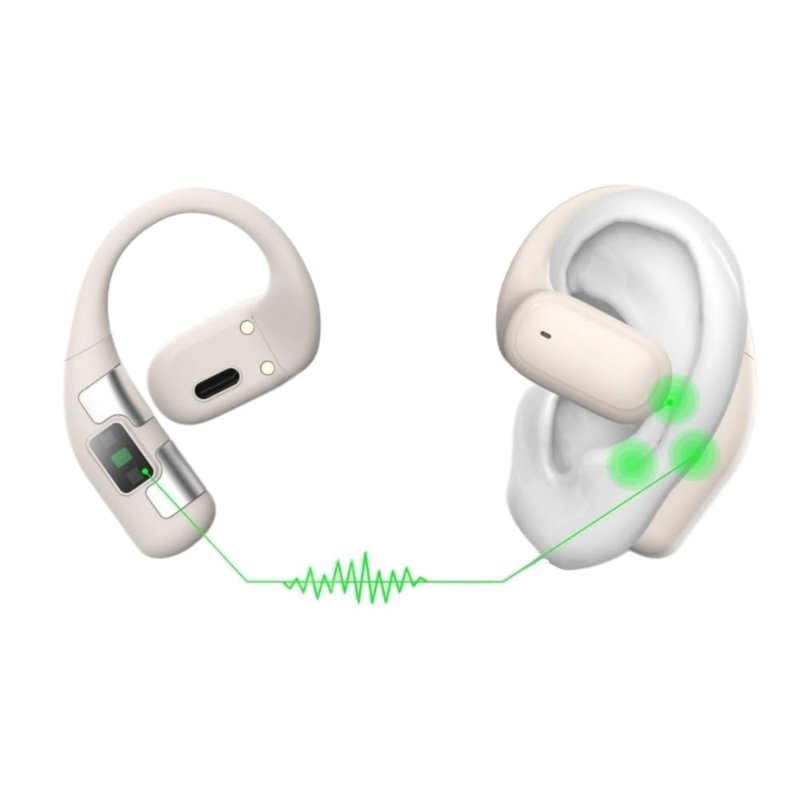 Open-Ear Bluetooth 5.3 Sports Headphones, 36H Playtime, IPX5 Waterproof, Wireless Ergonomic Design with Soft Silicone Ear Hooks (Black)