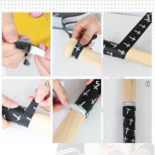 Baseball Bat Grip Tape - 2 Pack Non-Slip for All Players - Black/Cross