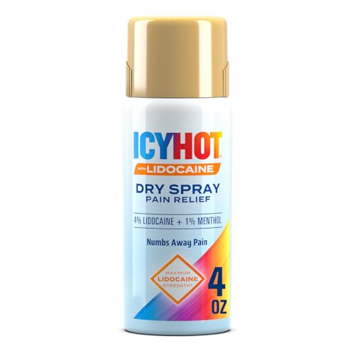 Icy Hot Lidocaine Pain Relief Dry Spray 4 oz. Fast-Acting Topical Analgesic