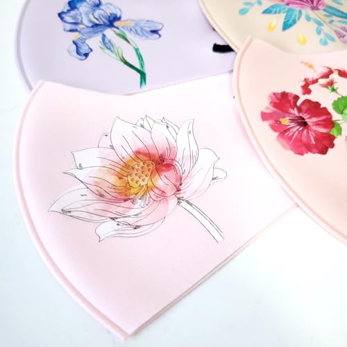 Reusable and Washable Face Masks,Adjustable Ice Silk Cloth Mask,Beautiful Flower Pattern Cloth Face Mask,Pack of 6