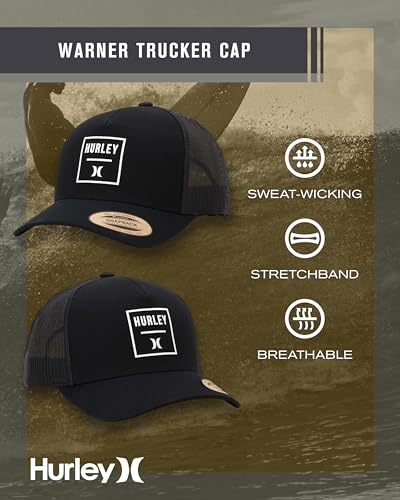 Hurley Men's Trucker Hat Fairway Mesh Quick Dry Snapback Black One Size