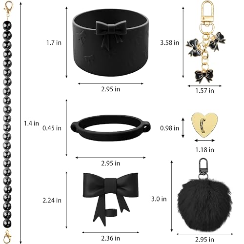 Stanley Cup Accessories Set - 7PCS Bow Charms - Black