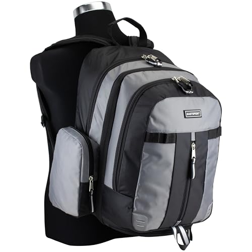 Eastsport Extra Large Expandable Travel Hiking Backpack Ash Gray/Black 18x13.5x9.5