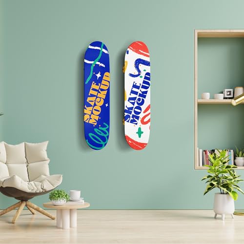 2 Pack Skateboard Wall Mount - Black Display Hanger for Skis, Snowboards & More