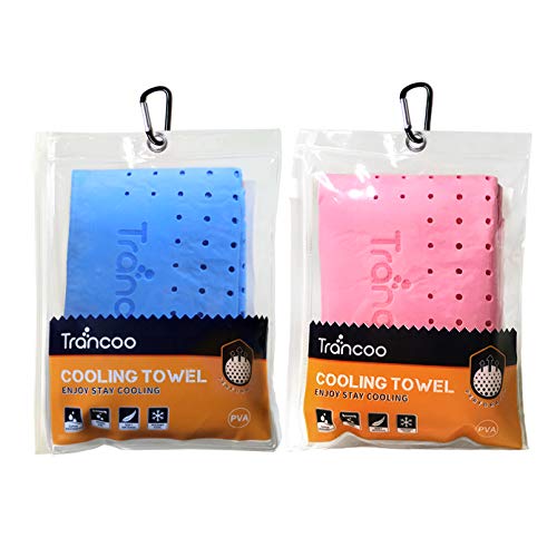 PVA Cooling Towel Set - Instant Chill Scarf for Sports - Blue & Pink