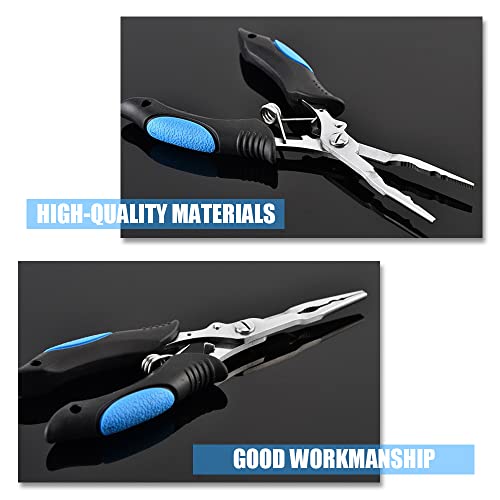 Stainless Steel Long Nose Fishing Pliers with Lanyard - 18cm
