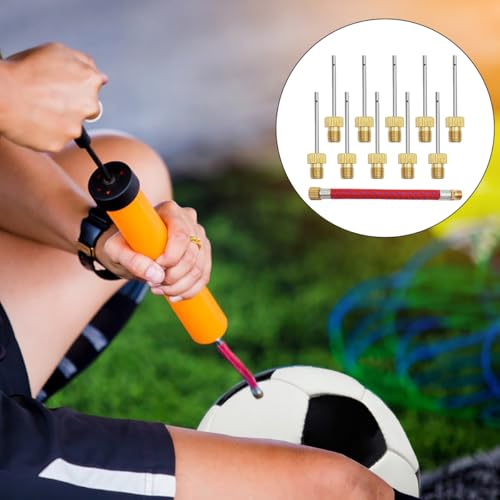10-Pack Heavy Duty Brass Ball Pump Needles with Adaptor Hose