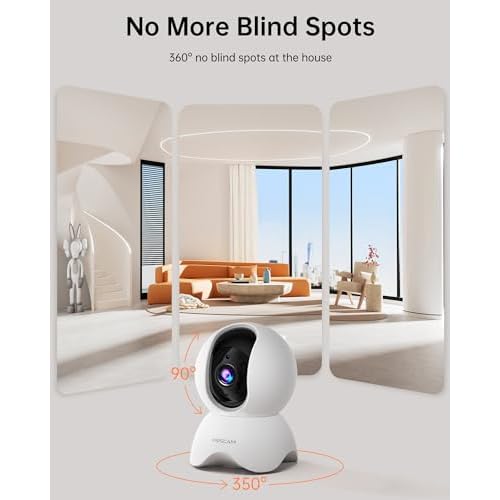 FOSCAM 3K 5MP WiFi Pet Cameras for Home Security, 2.4GHz Indoor Camera Baby Monitor with 360¡Æ Pan Tilt, 2-Way Audio, 20X Digital Zoom, Night Vision, AI Human Detection, Cloud & SD Card Storage