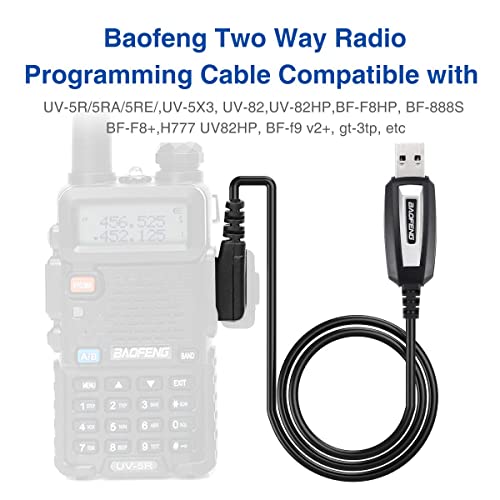 USB Programming Cable with CH340 Chip for Baofeng Radios - Black