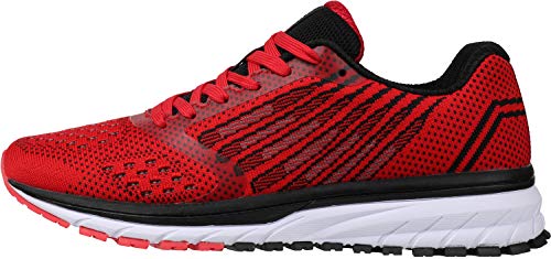 Joomra Men's Supportive Running Shoes - Cushioned Athletic Sneakers, Red, Size 11