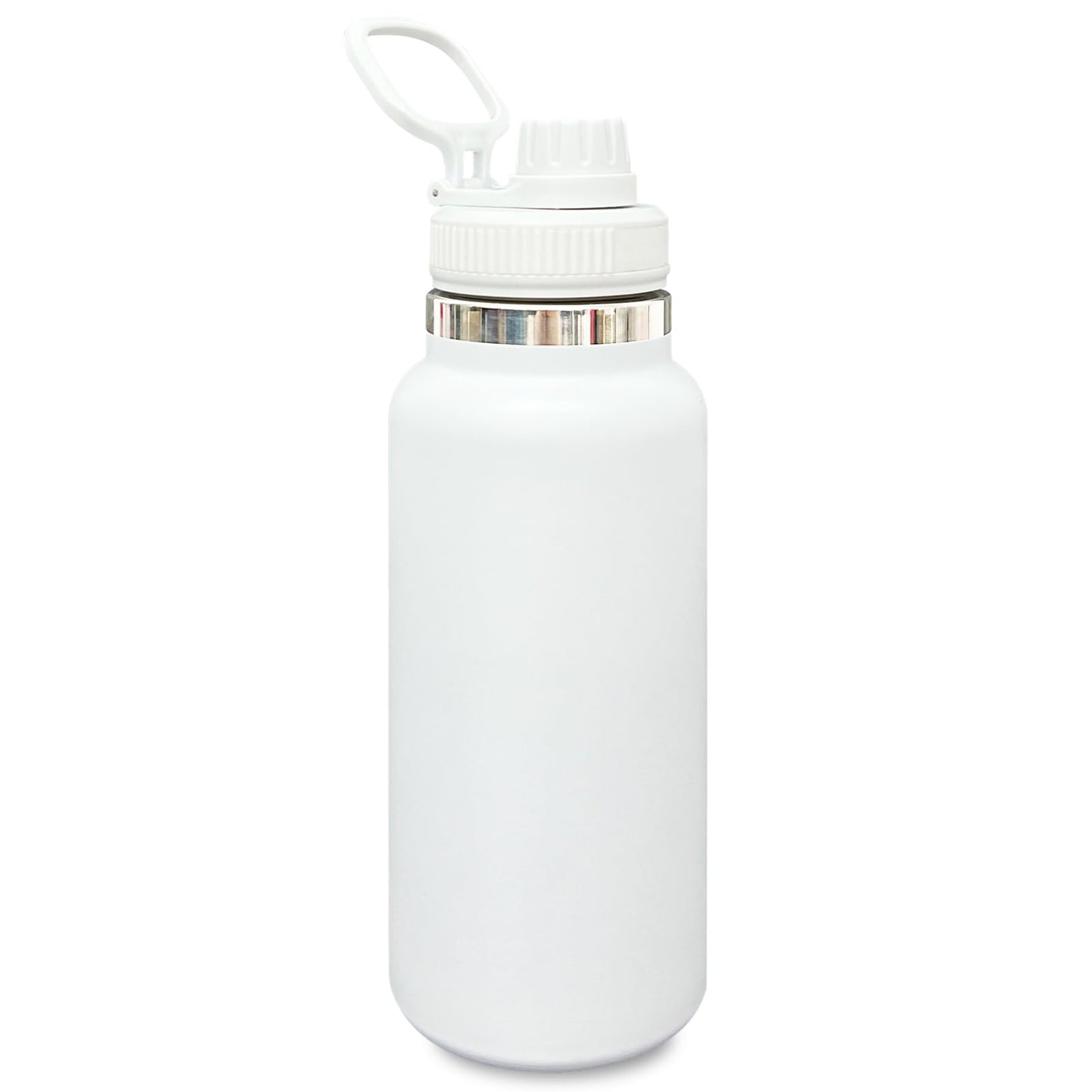 FunTrans 32 oz Insulated Water Bottle with Spout Lid - Double Wall Vacuum Sports Water Bottle - Powder Coated Cup for Gym Camping Hiking(White,1 pack)