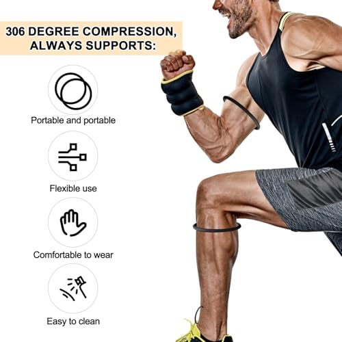 Patellar Tendon Knee Support Straps - Silicone Knee Band - 4 Pack - Black & White