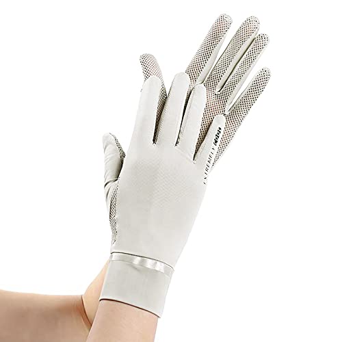 UV Protection Fingerless Gloves for Women - White Mesh