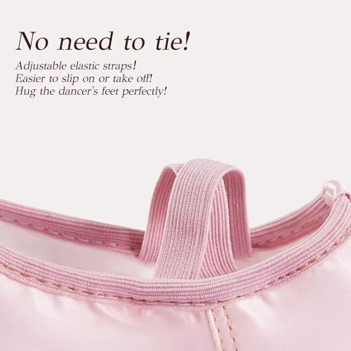 Toddler Ballet Shoes - No-Tie Satin Ballet Flats in Ballet Pink