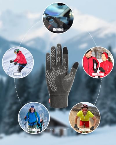 Lightweight Winter Gloves for Men Women - Thermal Touchscreen - Deep Gray / Small