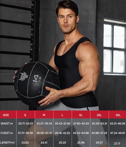 Nebility Slimming Compression Tank Top for Men, Black, XL
