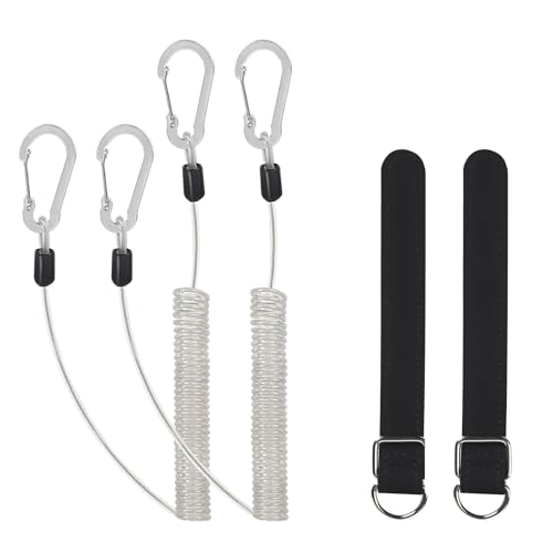 Vefungyan Transparency Fishing Pole Safety Tether Lanyard 2 pcs Heavy Duty Kayak Paddle Leash & Tie Strap