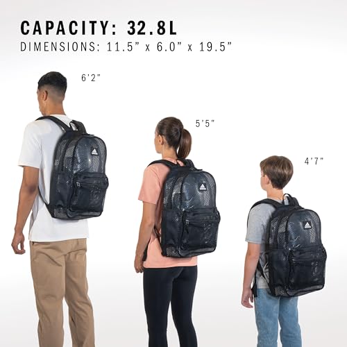 adidas Hermosa Mesh See-Through Backpack Black/White 29L - Festival & Beach Bag, One Size