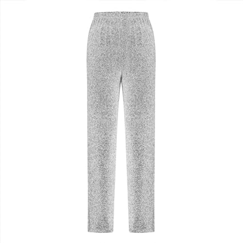 High Waisted Glitter Leggings for Women - Silver, XX-Large