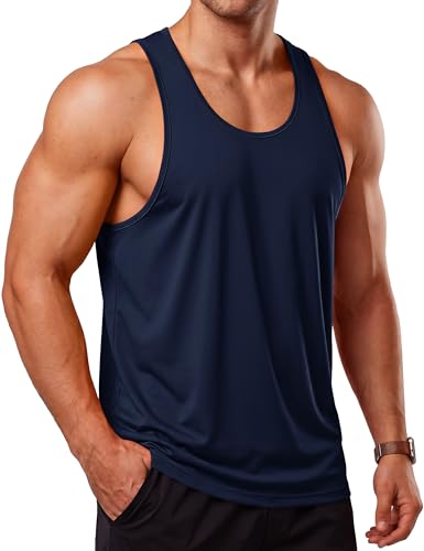 Men's Summer Tank Top XX-Large Navy UPF 80+ Sleeveless Muscle Shirt