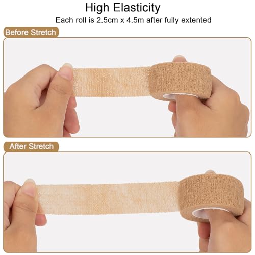 Self-Adhesive Cohesive Bandage Wrap - 12 Pcs Mix Color, 1 Inch