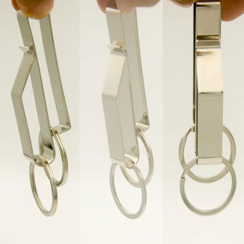 2 Pack Stainless Steel Belt Key Clip Holder with 12 Rings - Silver 2.3 Inch