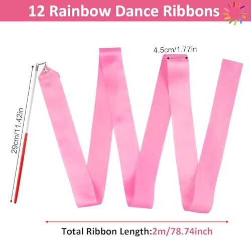 Dance Ribbons Set - 12 Vibrant Colors for Kids - Solid Color