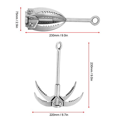 Dioche Grappling Hook, Stainless Steel Folding Grappling Hook Rock Climbing Claw Survival Tool Equipment