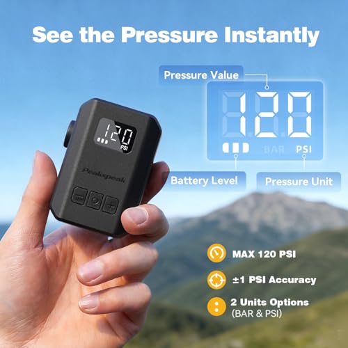 Portable Electric Bike Pump 120 PSI with Digital Gauge for Presta & Schrader Valves