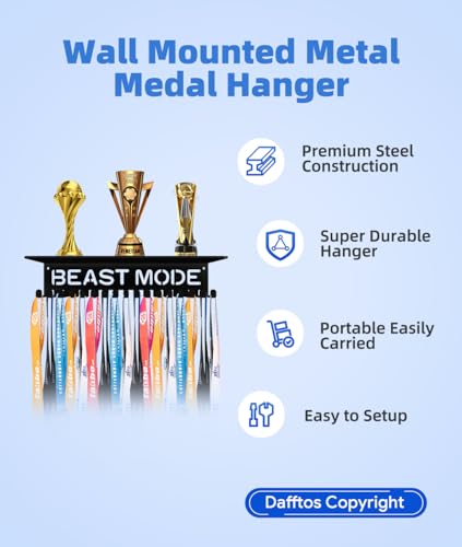 Medal Hanger Wall Rack Organizer - Multi-Functional for Ribbons & Awards - Beast Shelf
