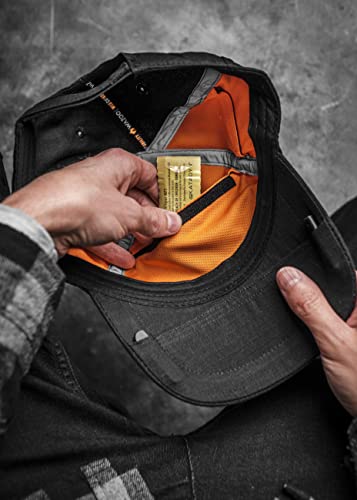 Wazoo Cache Cap™ Black & Brown Hidden-Pocket Outdoor Hat - EDC & Travel