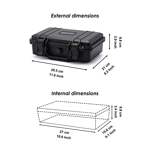 CASOMAN 11.5-Inch Water-Proof & Explosion-Proof Box, with Cush- Proof Sponge, IP67 Water Proof Grade, Customizable Foam